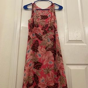 pink maxi Hawaiian dress